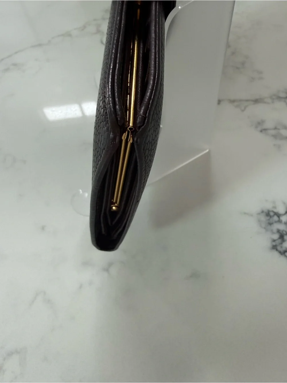 CHANEL Dark Brown Quilted Caviar Leather Wallet with CC Logo